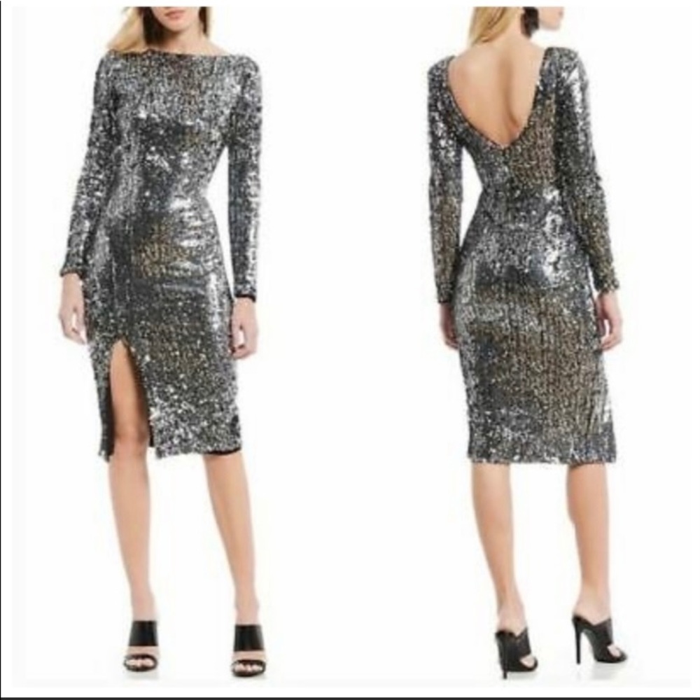 Dress the population sequence silver midi dress